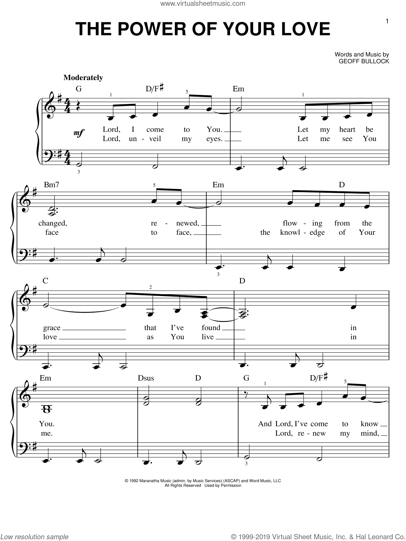 Bullock The Power Of Your Love Sheet Music For Piano Solo Pdf