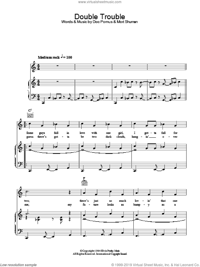 Double Trouble sheet music for voice, piano or guitar v2