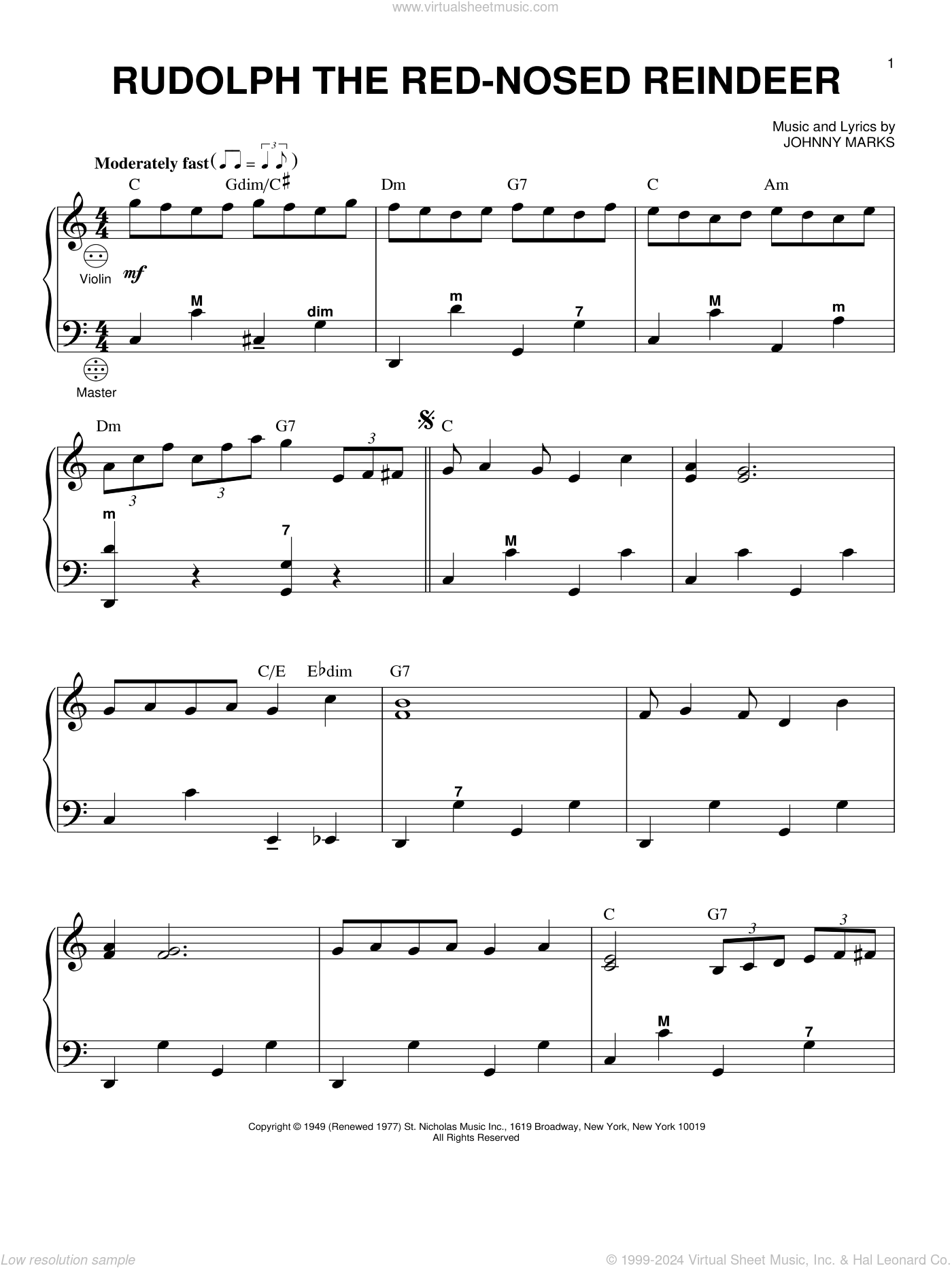 Rudolph The Red-Nosed Reindeer sheet music for accordion (PDF)