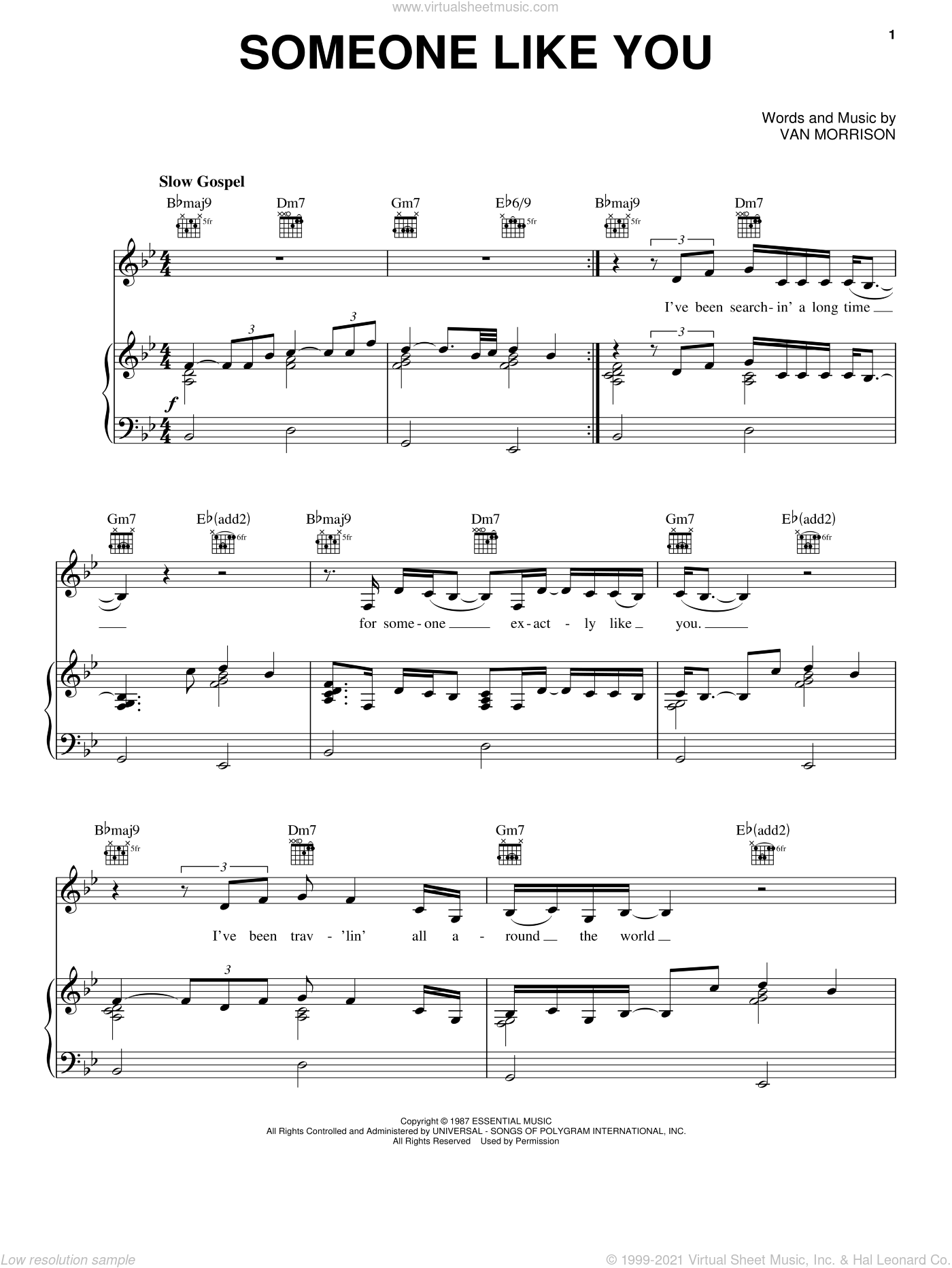 Morrison - Someone Like You sheet music for voice, piano or guitar