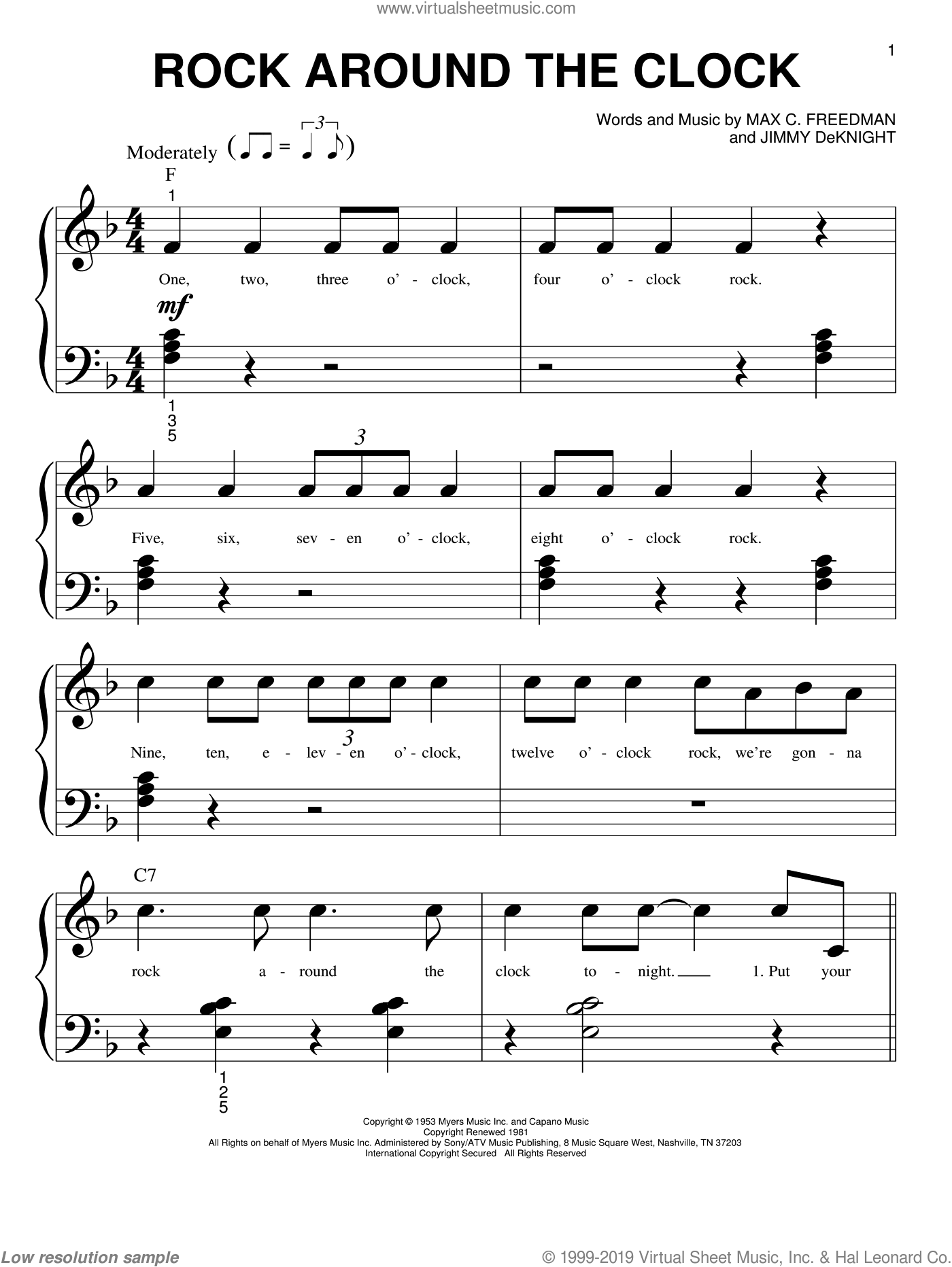 Rock Around The Clock sheet music for piano solo (big note book)