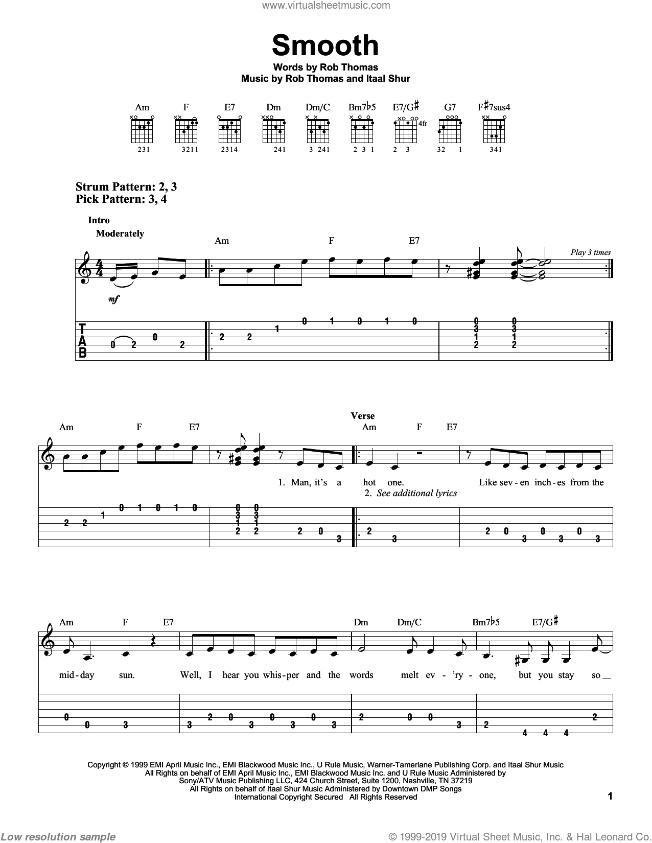 Thomas - Smooth sheet music for guitar solo (easy tablature)