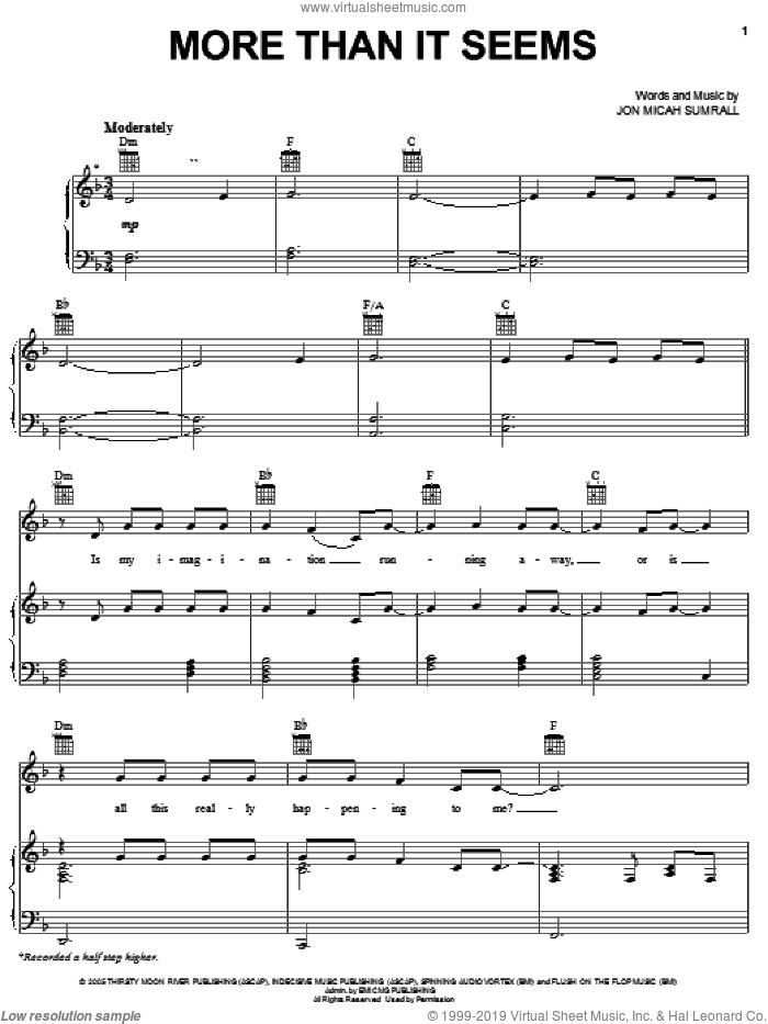 More Than It Seems sheet music for voice, piano or guitar (PDF)