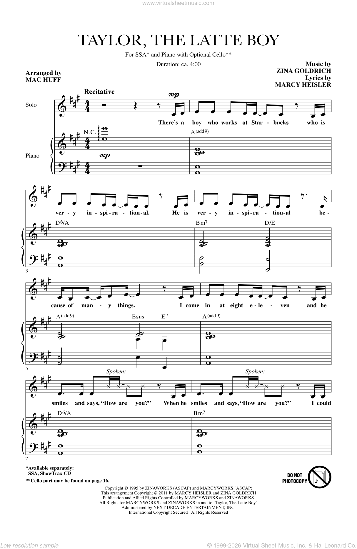 Huff Taylor The Latte Boy Sheet Music For Choir Ssa Soprano Alto Taylor the latte boy, i love him, i love him, i love him. huff taylor the latte boy sheet music for choir ssa soprano alto