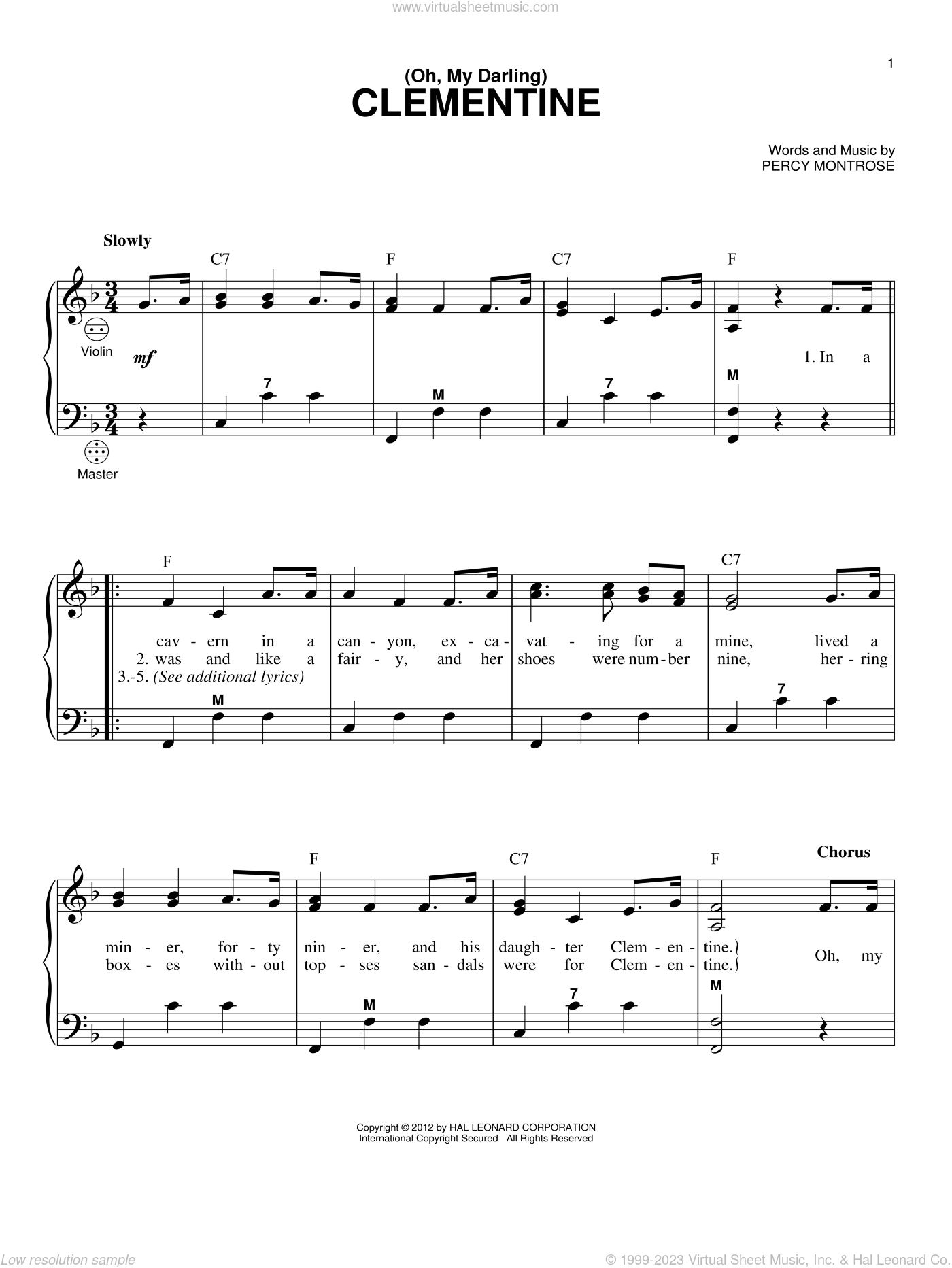CLEMENTINE Easy Sheet music