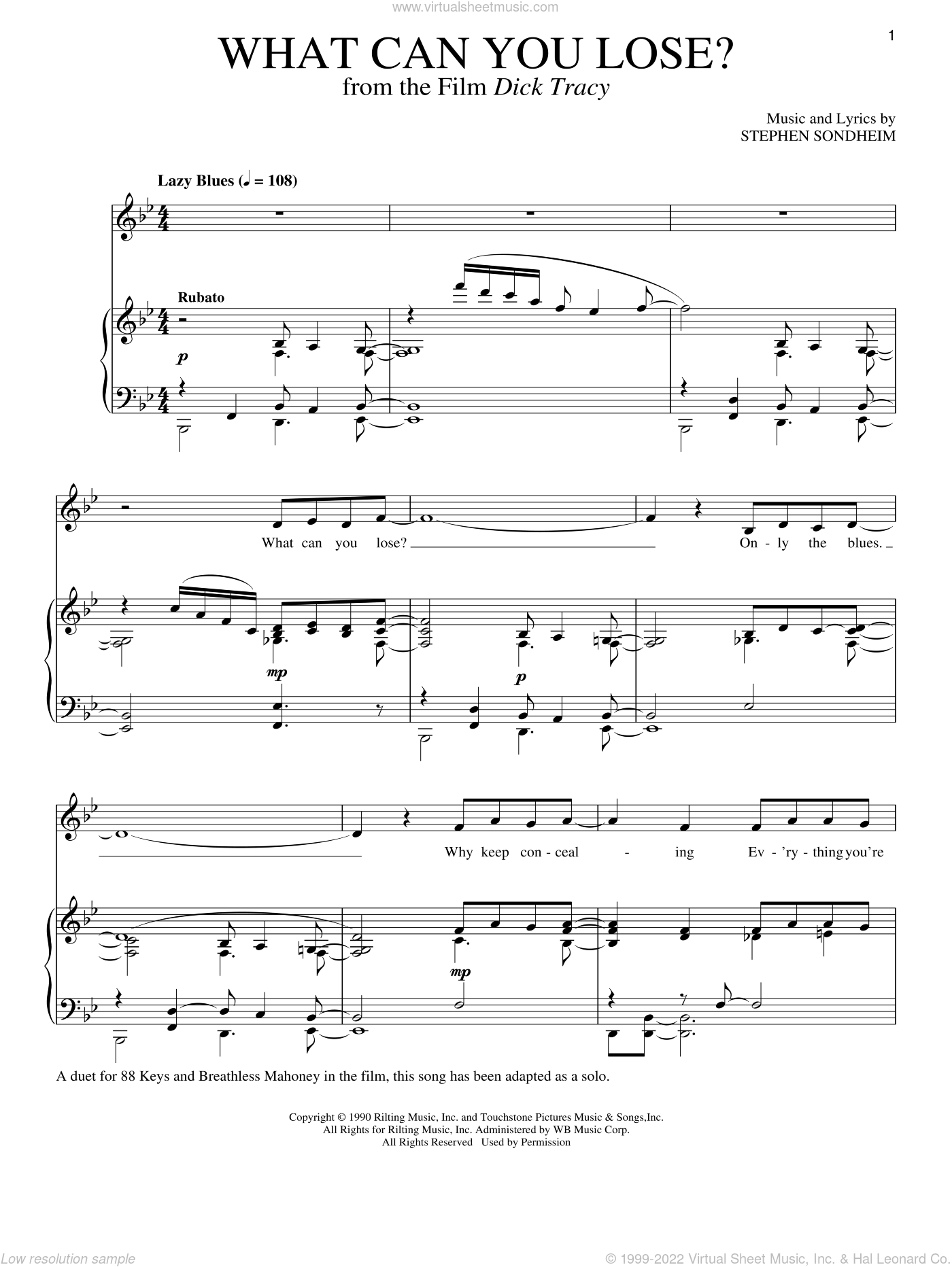 Sondheim What Can You Lose Sheet Music For Voice And Piano