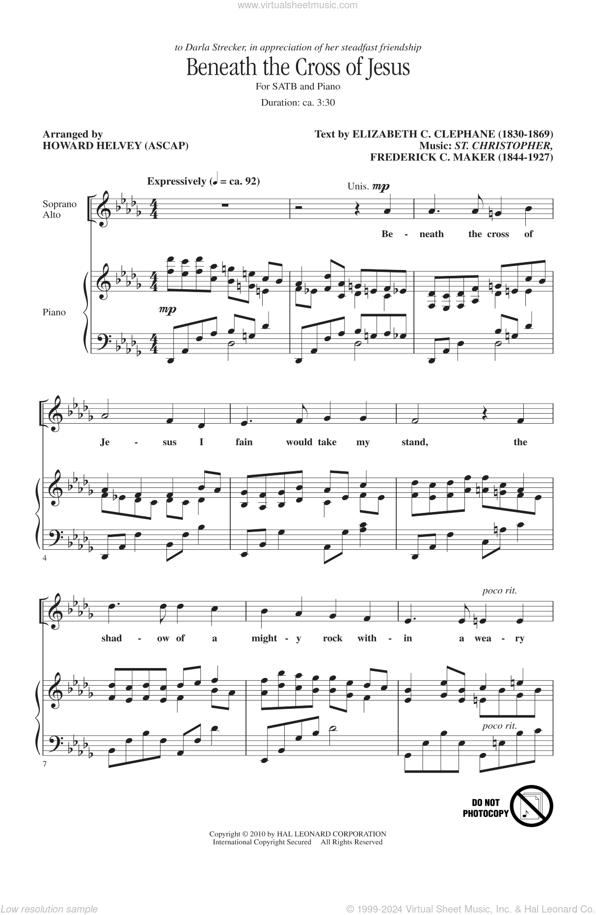 Beneath The Cross Of Jesus sheet music for choir (SATB: soprano, alto ...