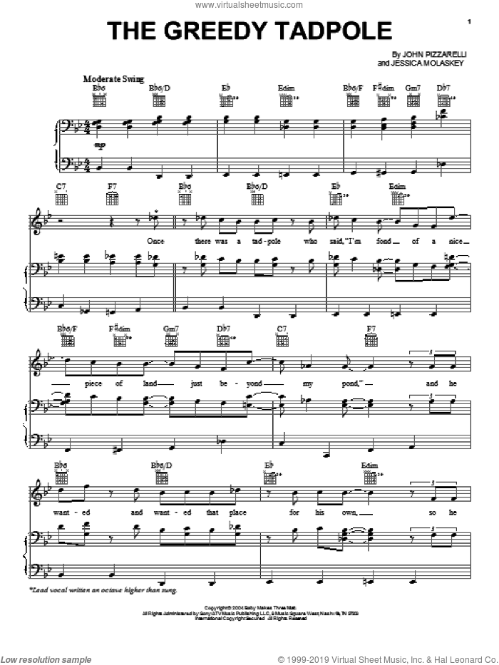 The Greedy Tadpole sheet music for voice, piano or guitar (PDF)