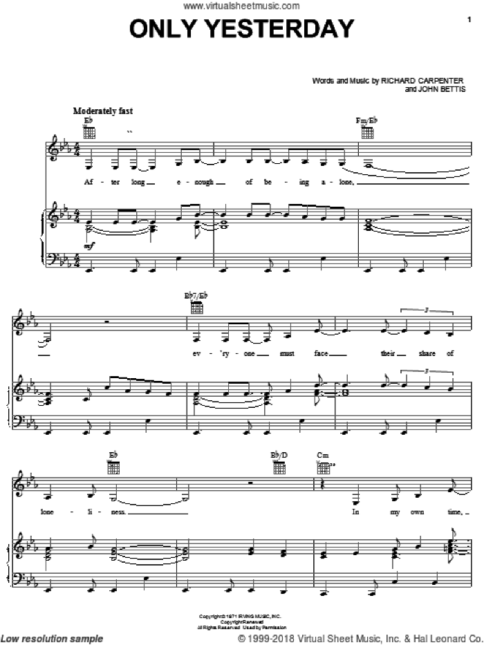 Carpenters Collection (complete set of parts) sheet music for voice ...