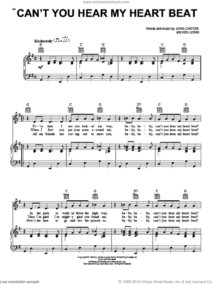 Hermits Can T You Hear My Heart Beat Sheet Music For Voice Piano Or Guitar