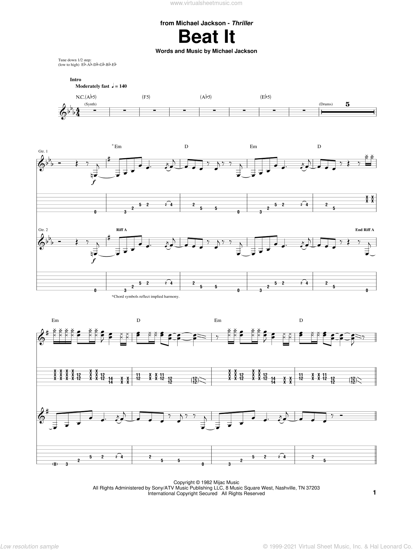 Beat It sheet for guitar (PDF)