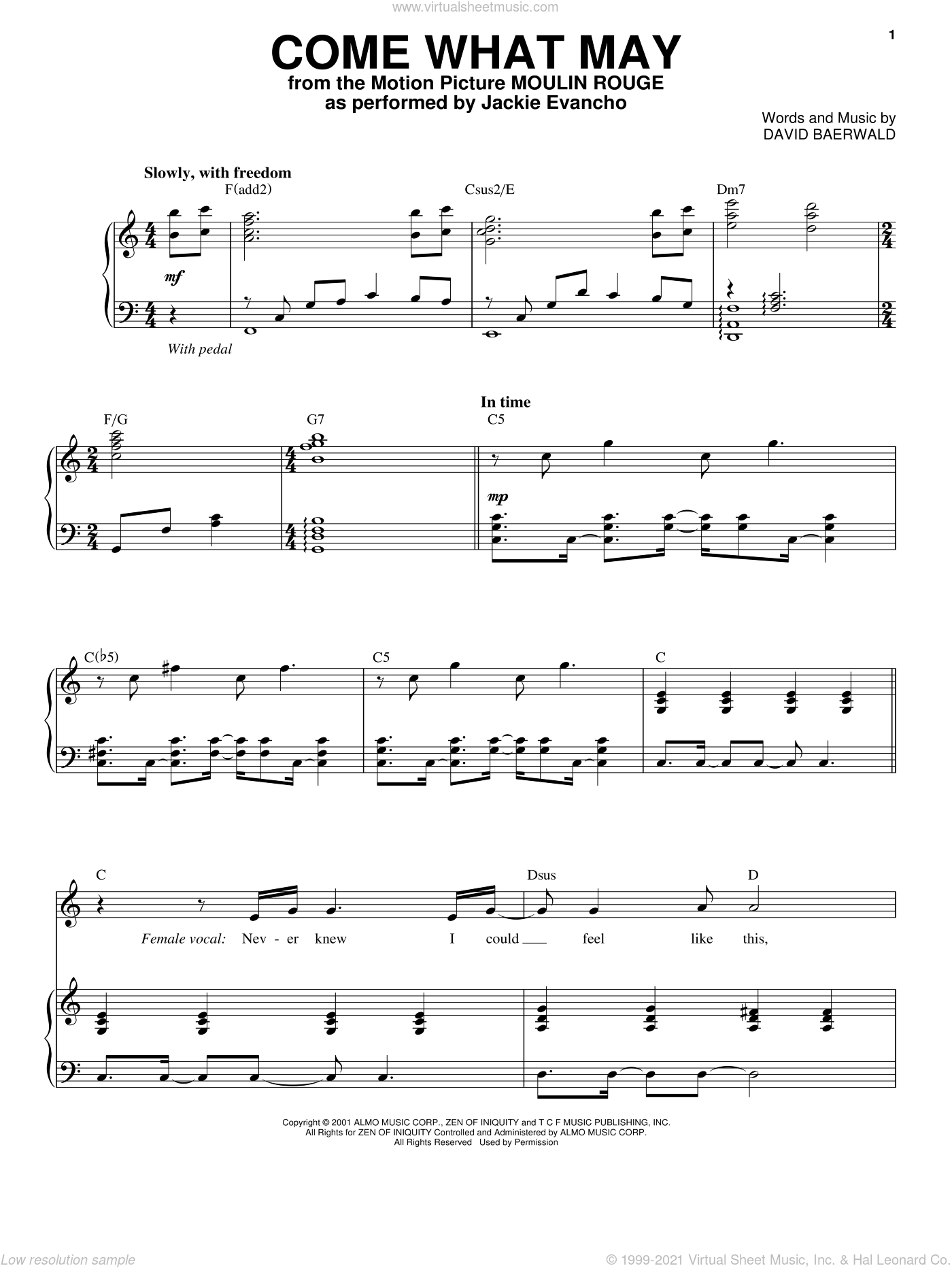 Evancho Come What May Sheet Music For Voice And Piano Pdf