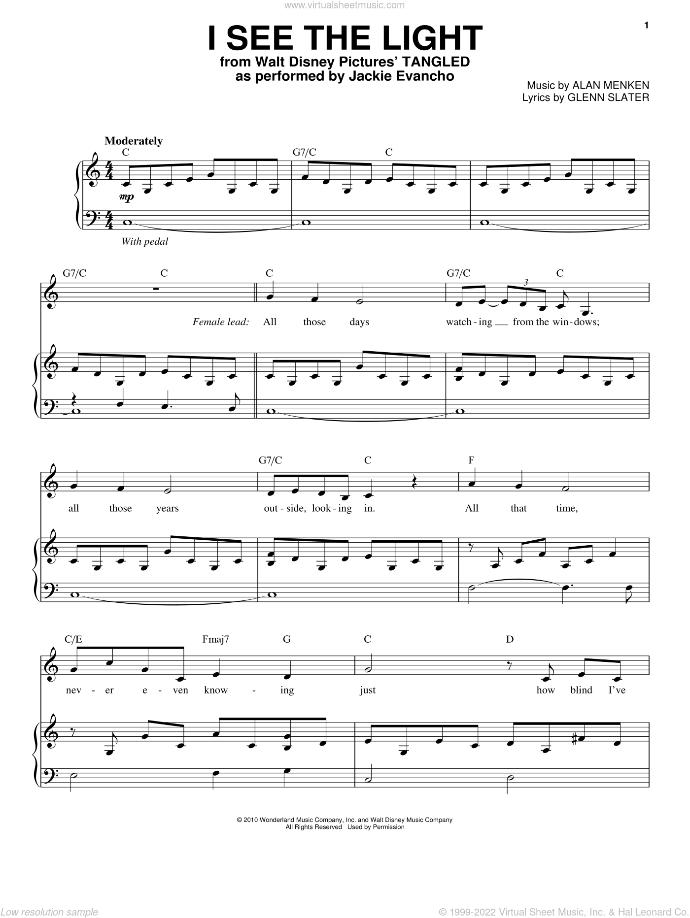 Evancho I See The Light (from Disney's Tangled) sheet