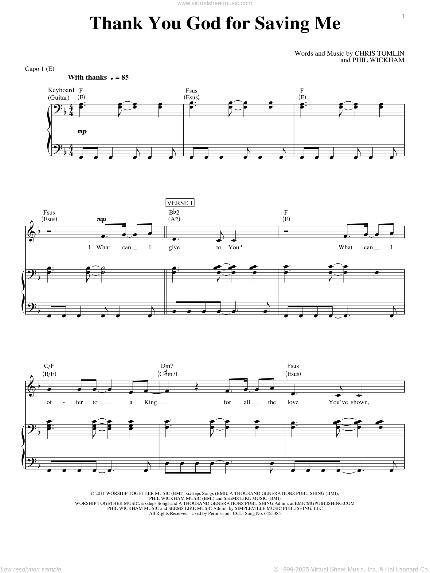 Tomlin Thank You God For Saving Me Sheet Music For Voice Piano Or Guitar Tomlin Thank You God For Saving Me Sheet Music For Voice Piano Or Guitar