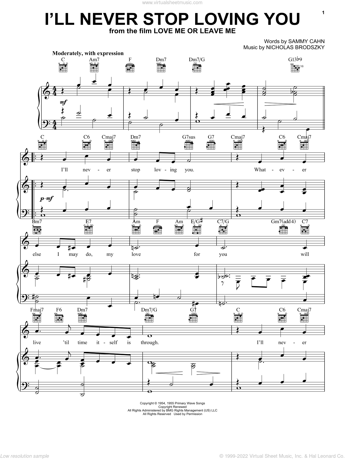Ill Never Stop Loving You Sheet Music For Voice Piano Or Guitar 