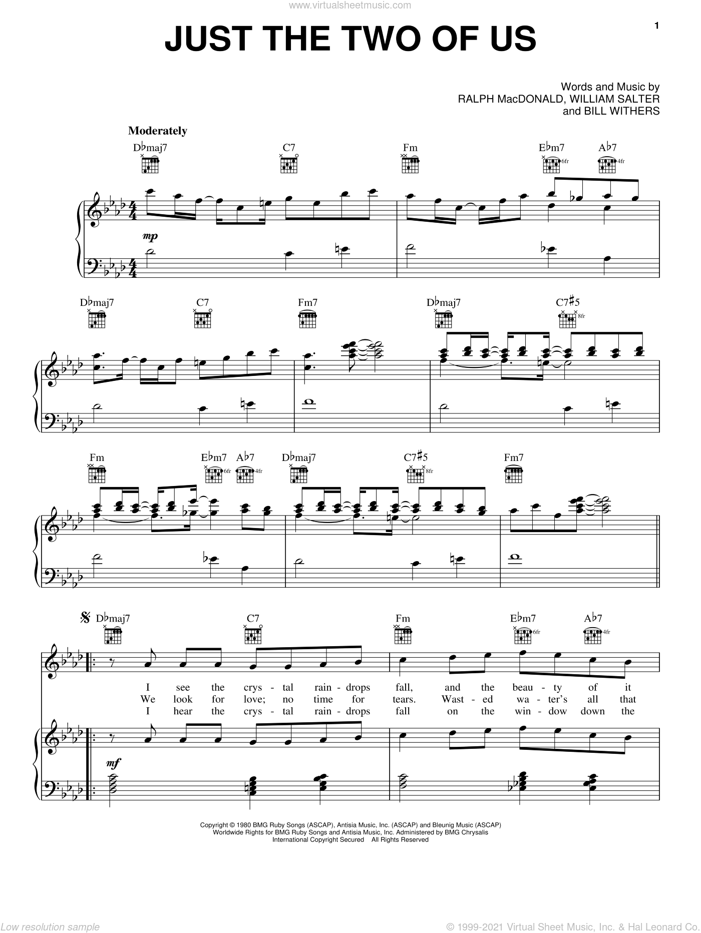 Grover Washington Jr. Just the Two of Us Sheet Music in F Minor  (transposable) - Download & Print - SKU: MN0118226