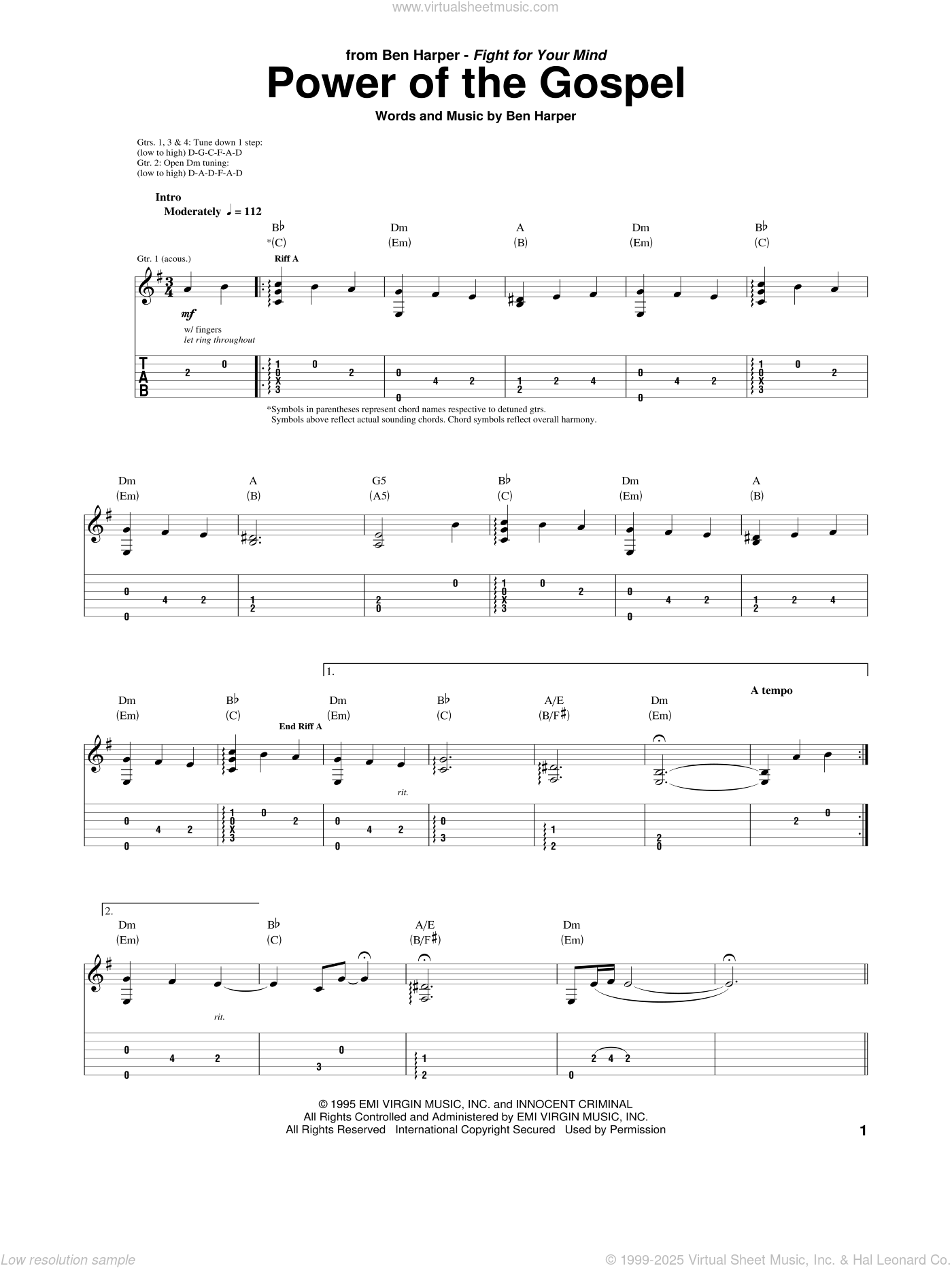 Power Of The Gospel sheet music for guitar (tablature) (PDF)
