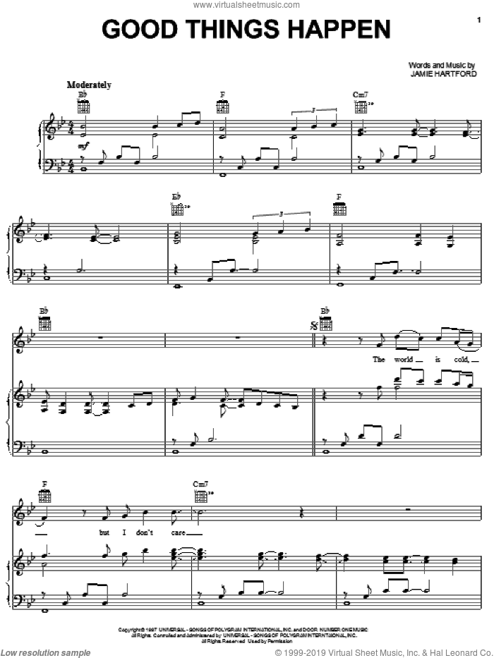 Good Things Happen sheet music for voice, piano or guitar (PDF)