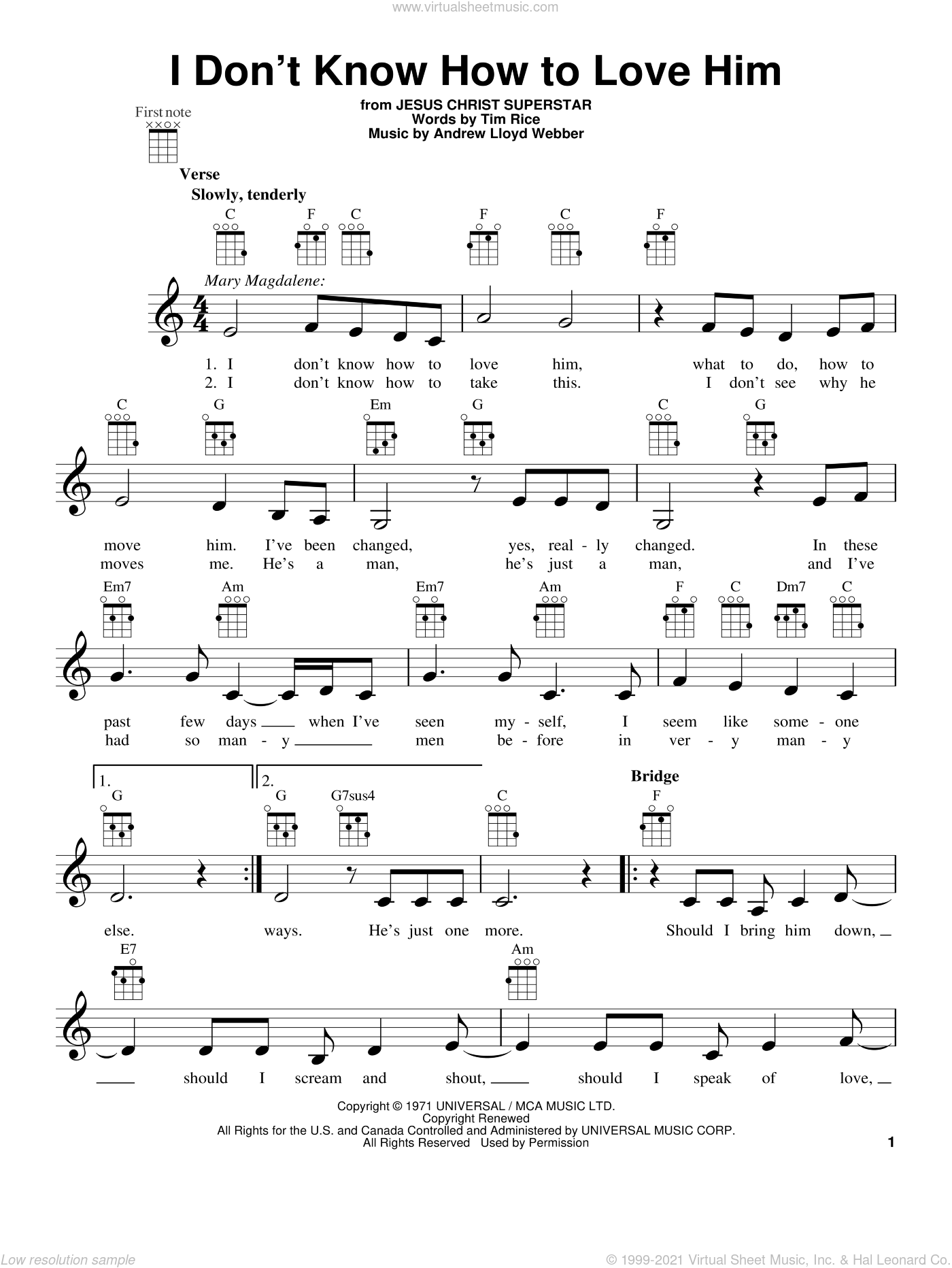 I Don't Know How To Love Him (from Jesus Christ Superstar) sheet music ...