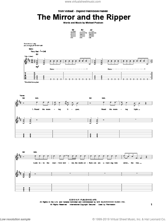 The Mirror And The Ripper sheet music for guitar (tablature)