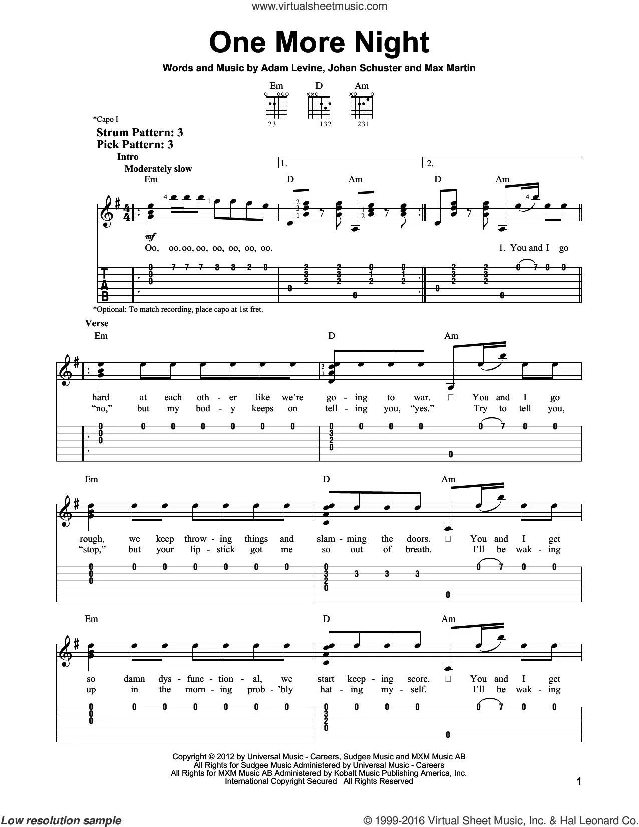 maroon 5 guitar chords