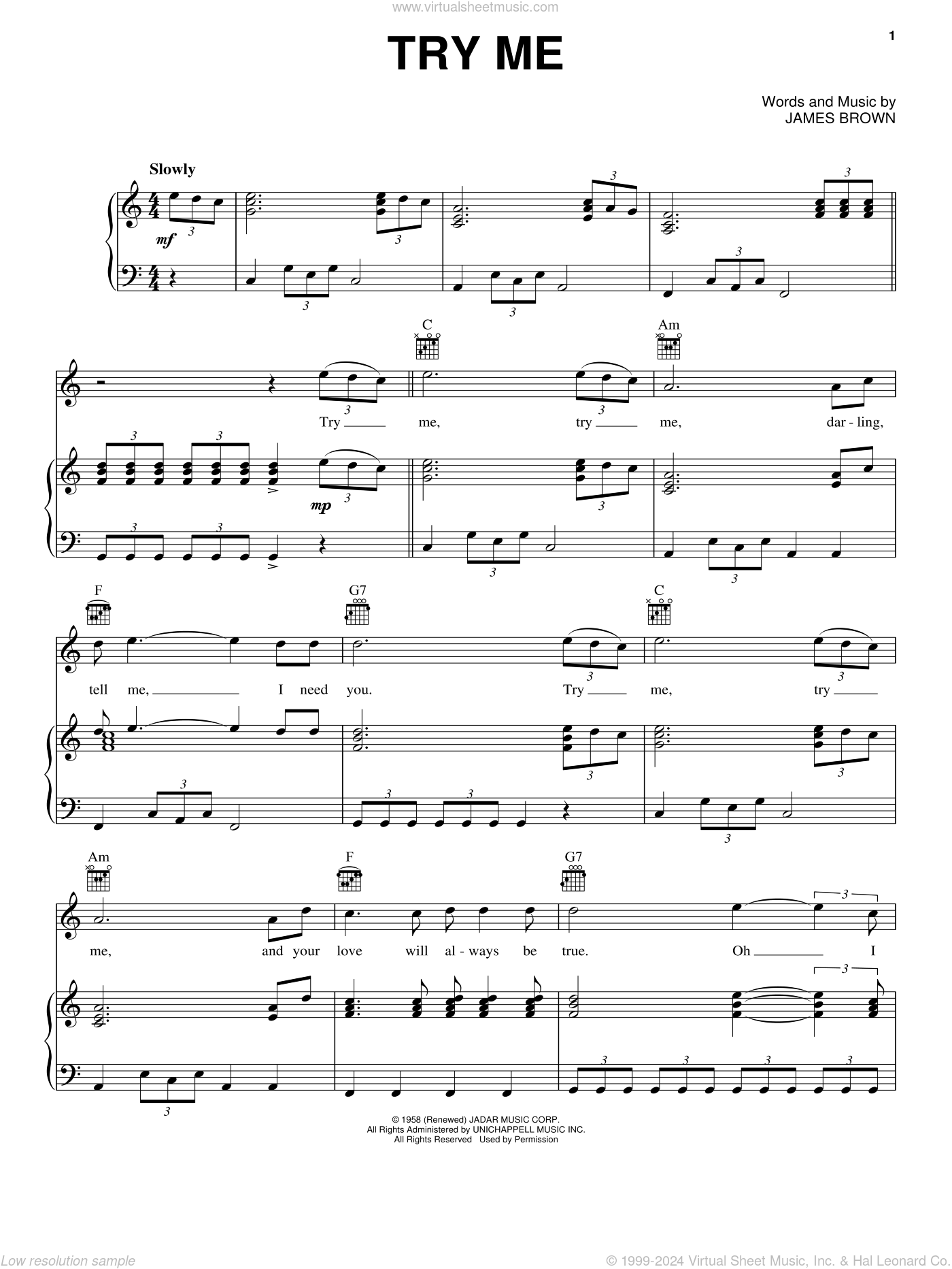 Try Me sheet music for voice, piano or guitar (PDF-interactive)