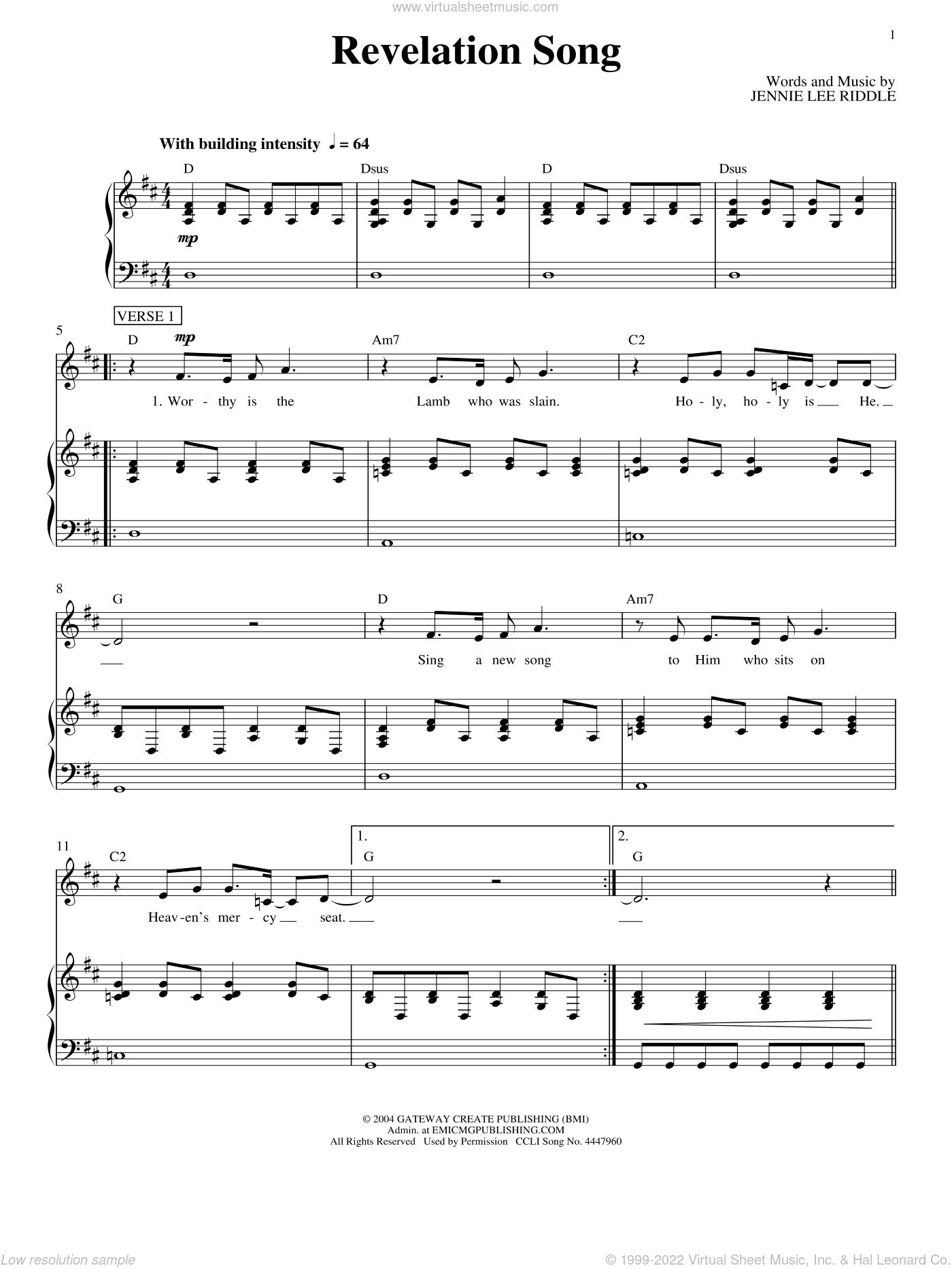 Revelation Song Sheet Music PDF (Gateway Worship / Kari Jobe