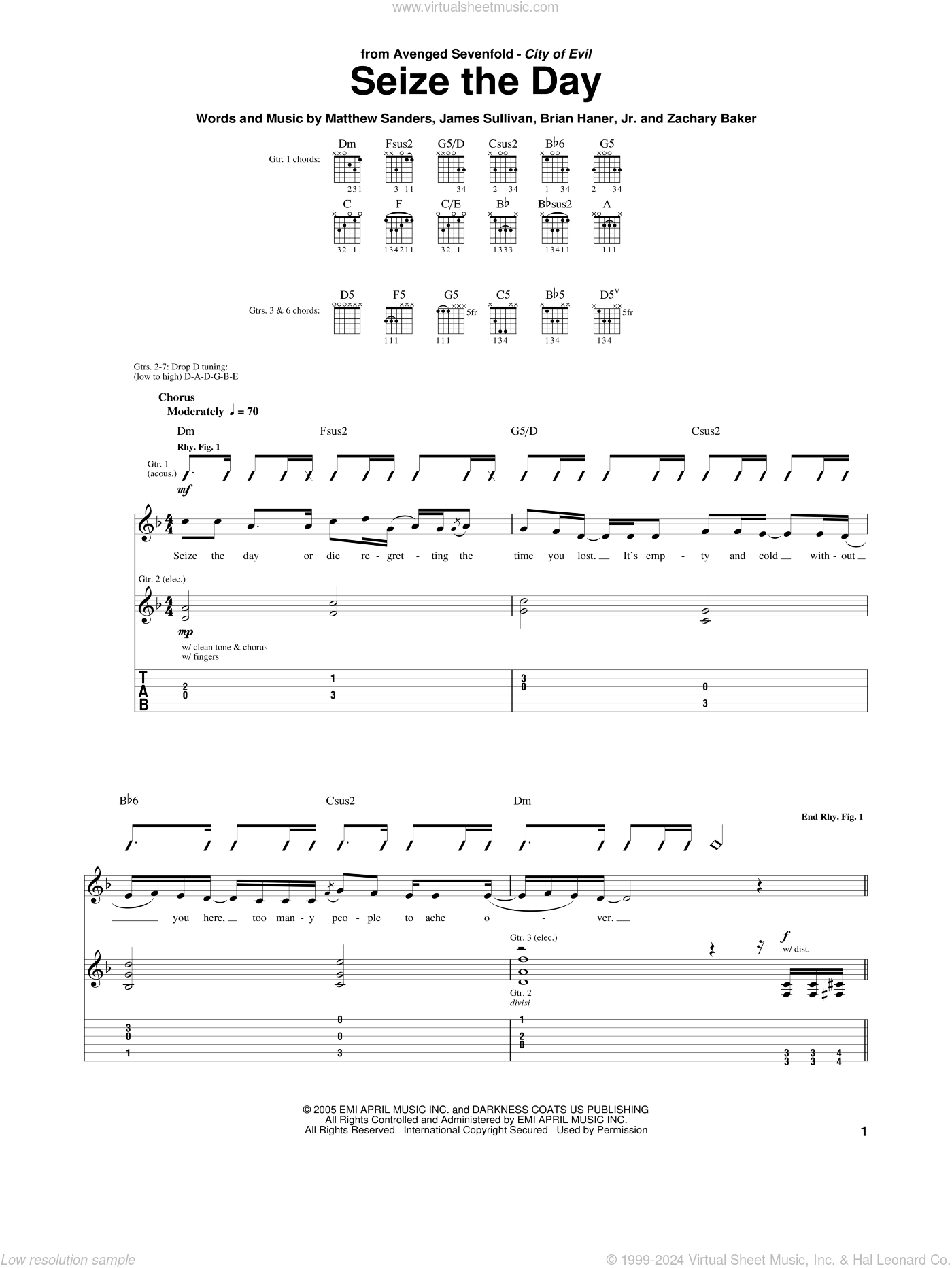 A7x Seize The Day Chord - Chord Walls