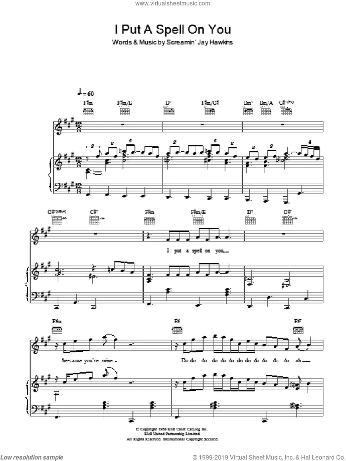 I Put A Spell On You Sheet music for Piano, Vocals (Piano-Voice