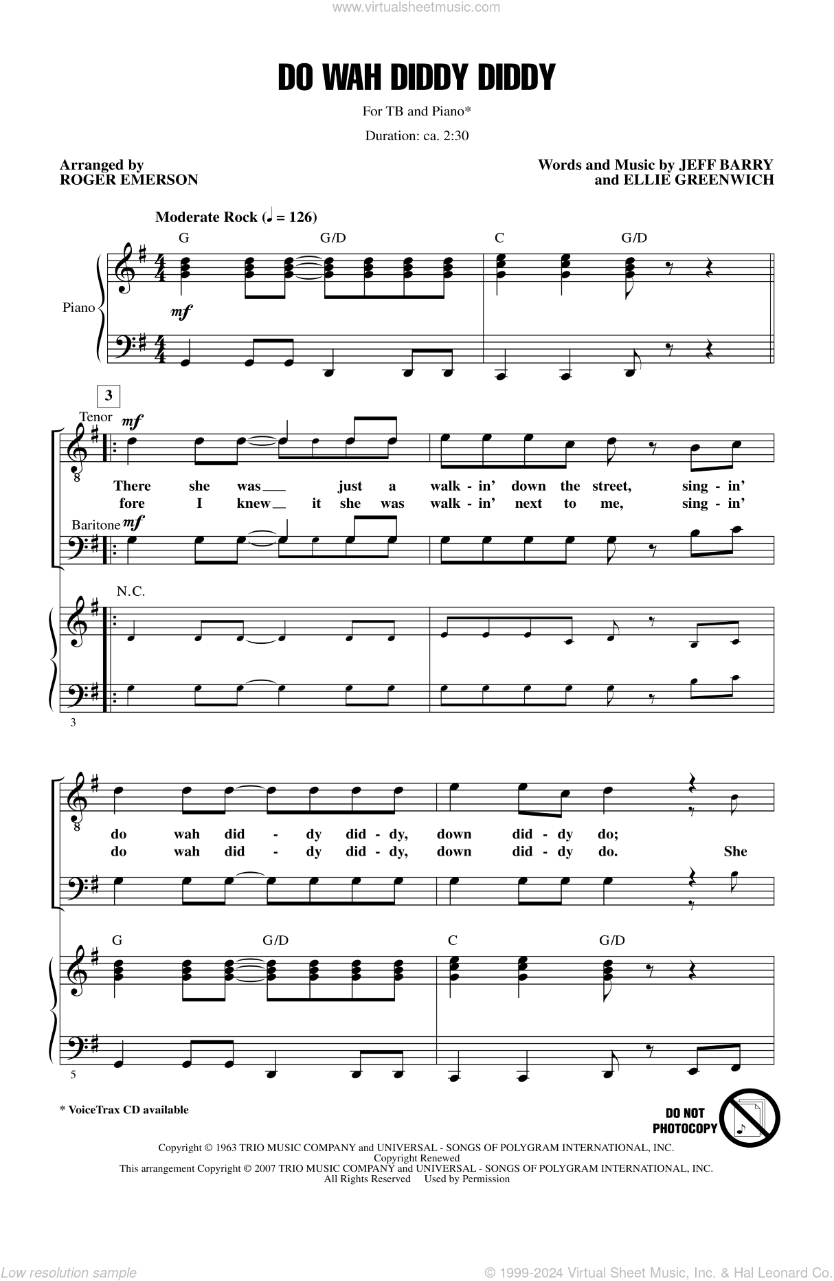 Emerson Do Wah Diddy Diddy sheet music for choir (TB tenor, bass)