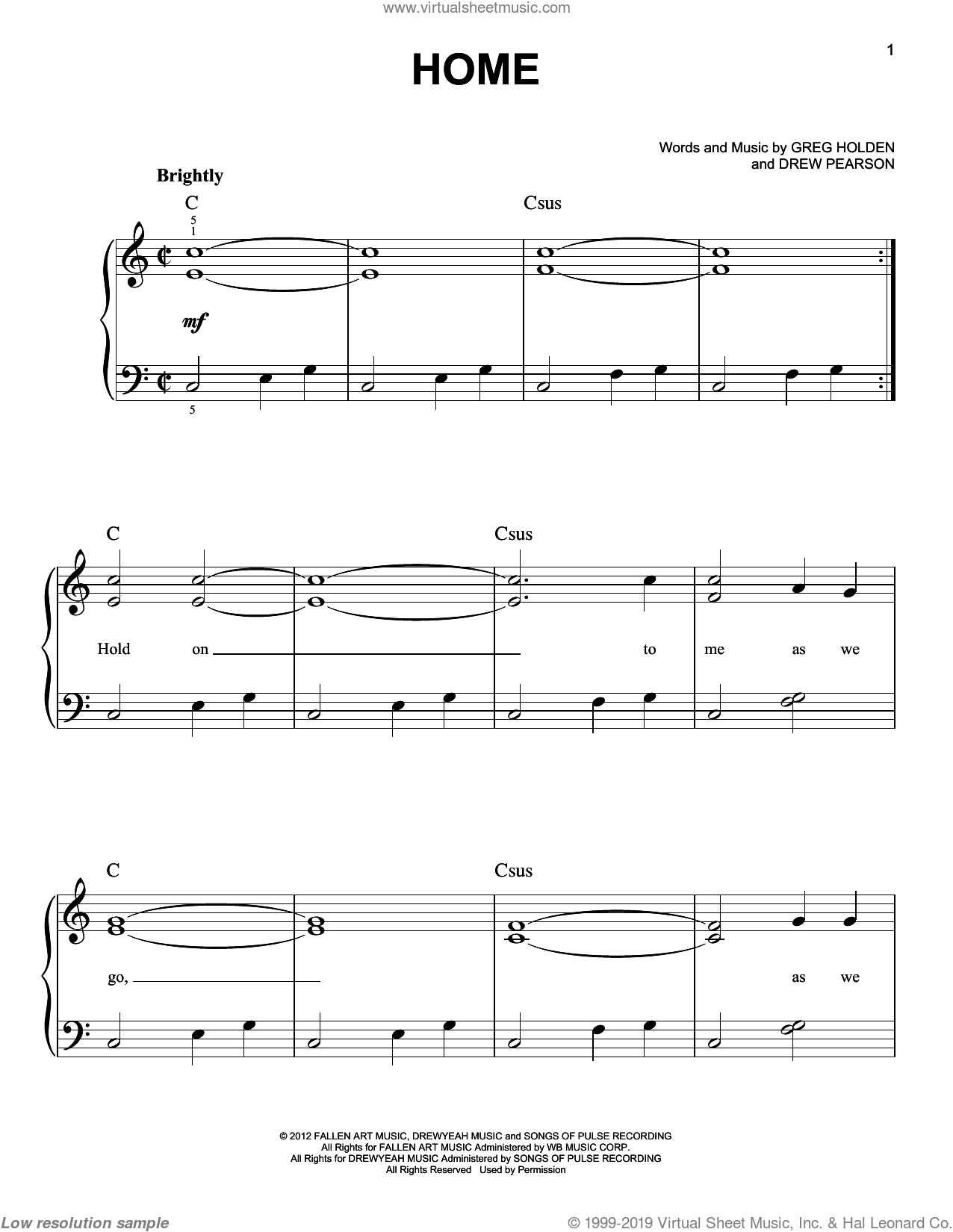 Home sheet music (beginner) for piano solo (PDF-interactive)
