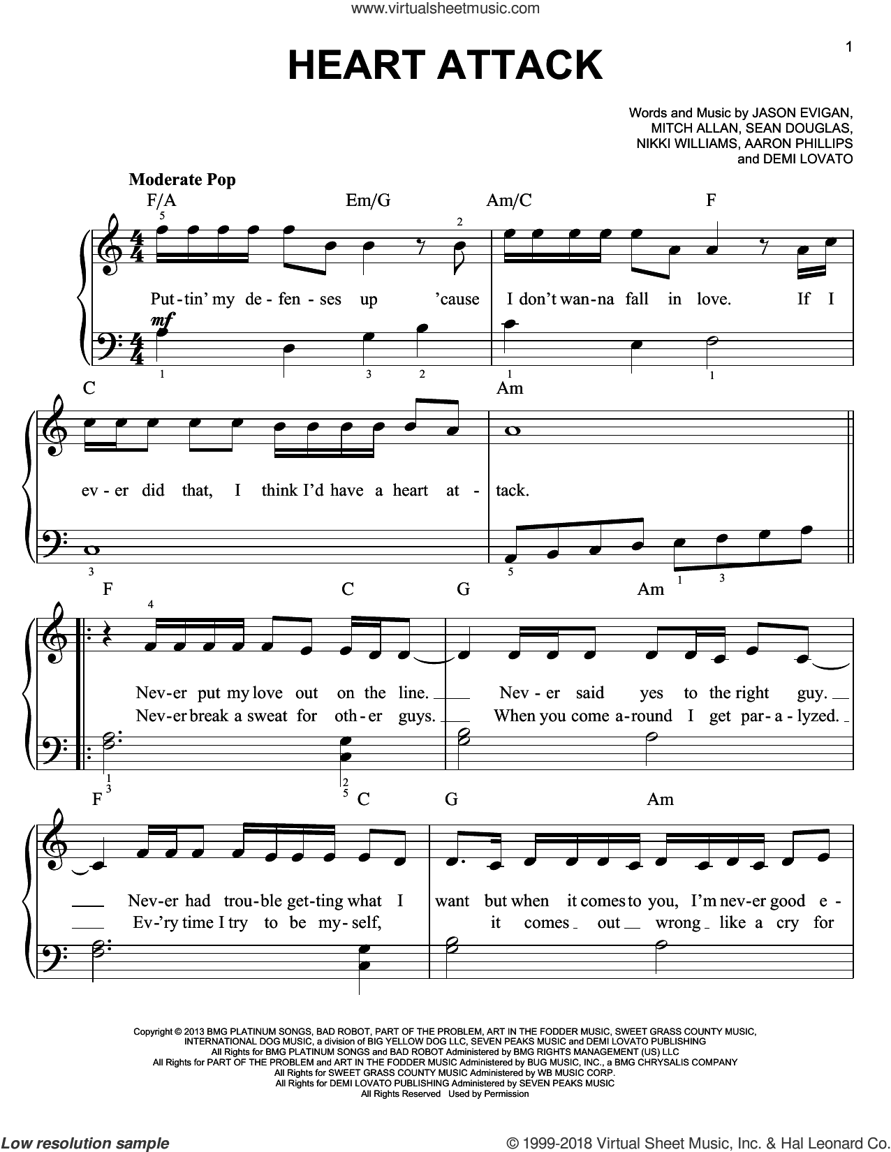 Lovato Heart Attack Sheet Music For Piano Solo Pdf