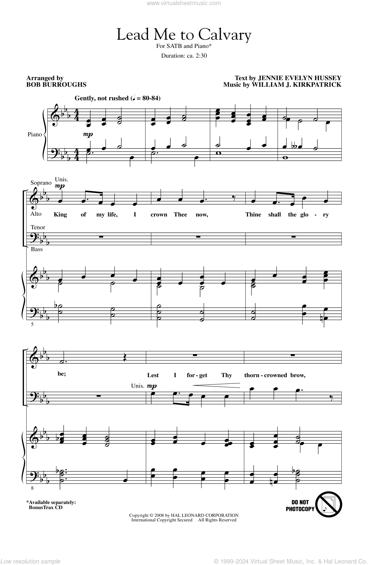 Lead Me To Calvary Sheet Music For Choir Satb Soprano Alto Tenor Bass