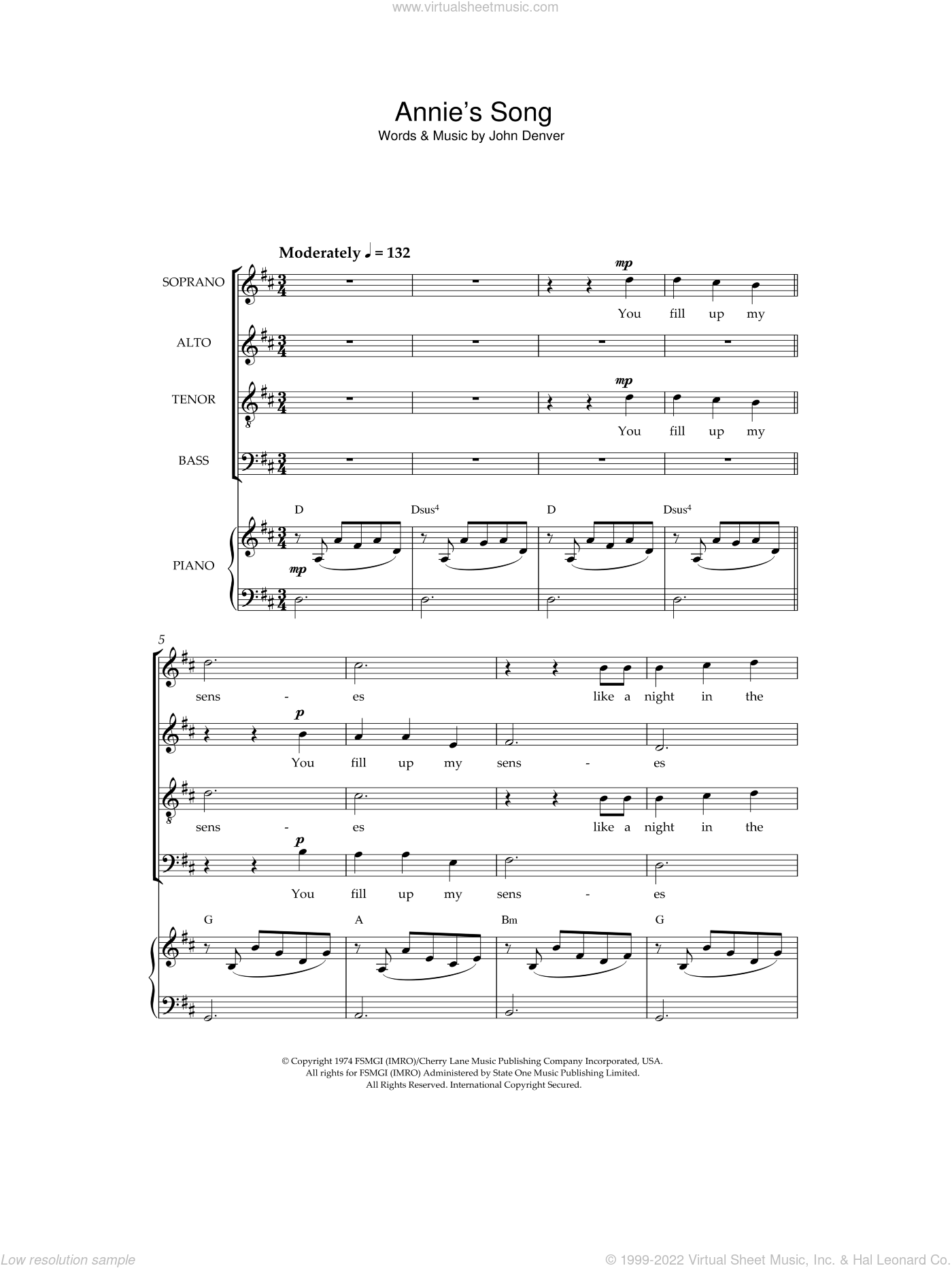 Denver Annie S Song Sheet Music For Choir Pdf
