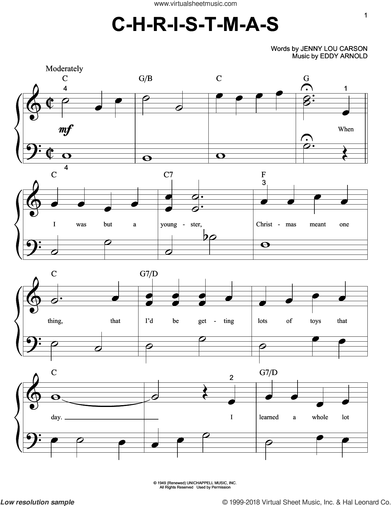 C-H-R-I-S-T-M-A-S sheet music for piano solo (big note book)