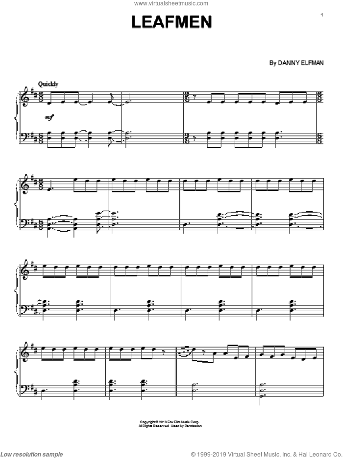 Leafmen sheet music for piano solo (PDF)