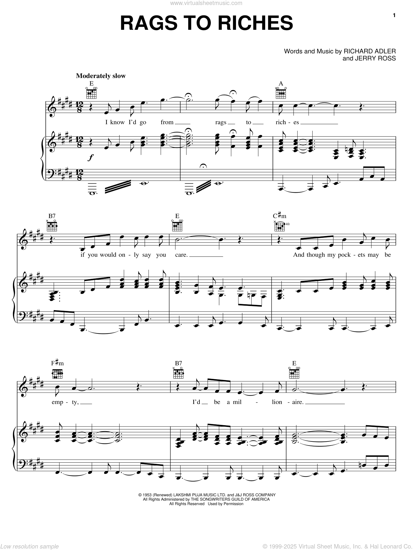 Presley Rags To Riches Sheet Music For Voice Piano Or Guitar