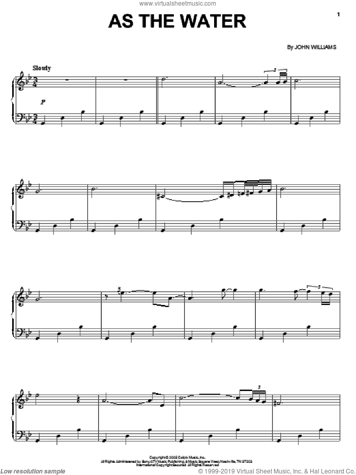 As The Water Sheet Music For Piano Solo (pdf-interactive)