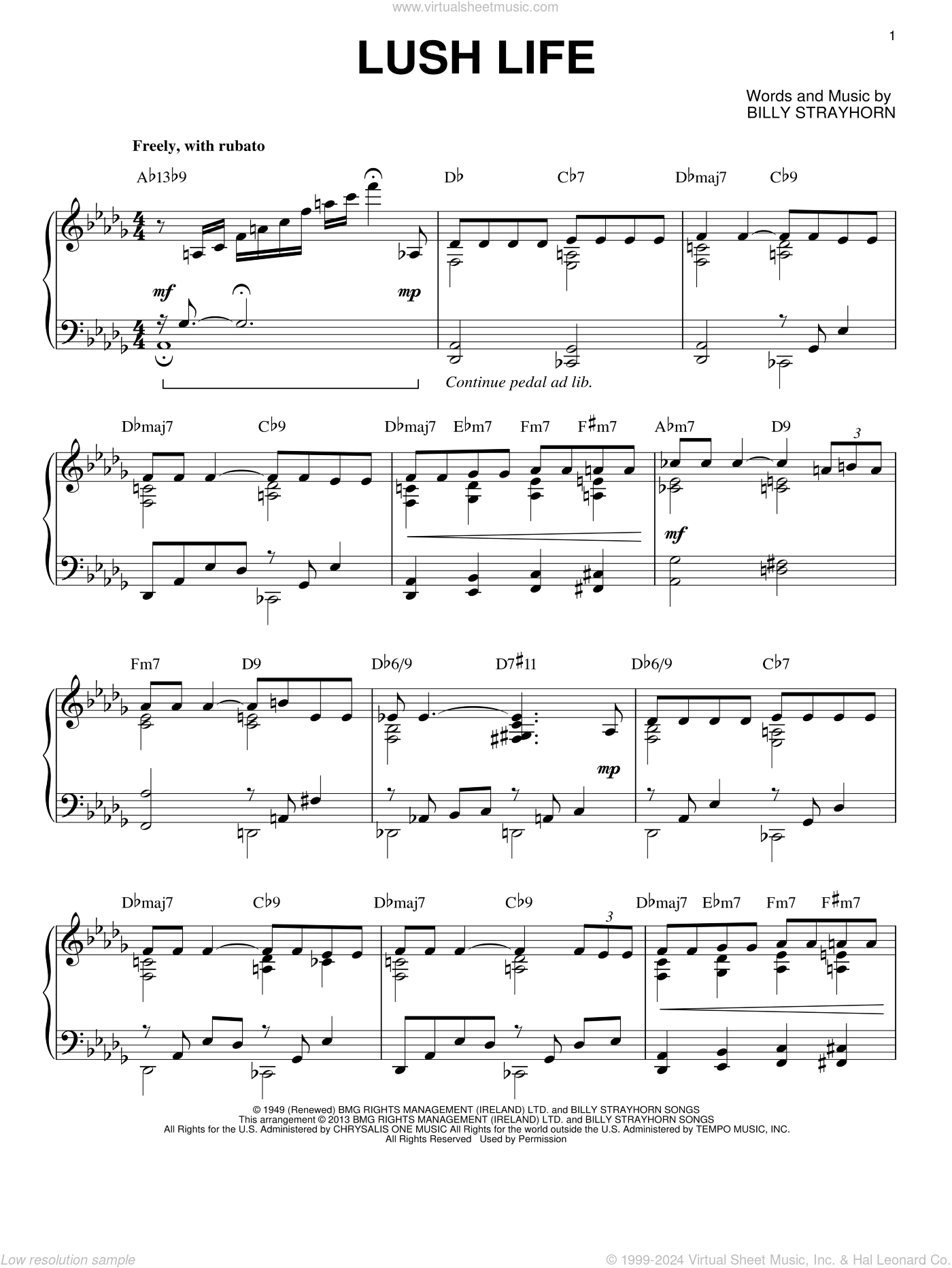 Lush Life [Jazz version] (arr. Brent Edstrom) sheet music for
