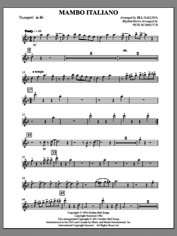 Mambo Italiano (arr. Jill Gallina) (complete set of parts) sheet music ...