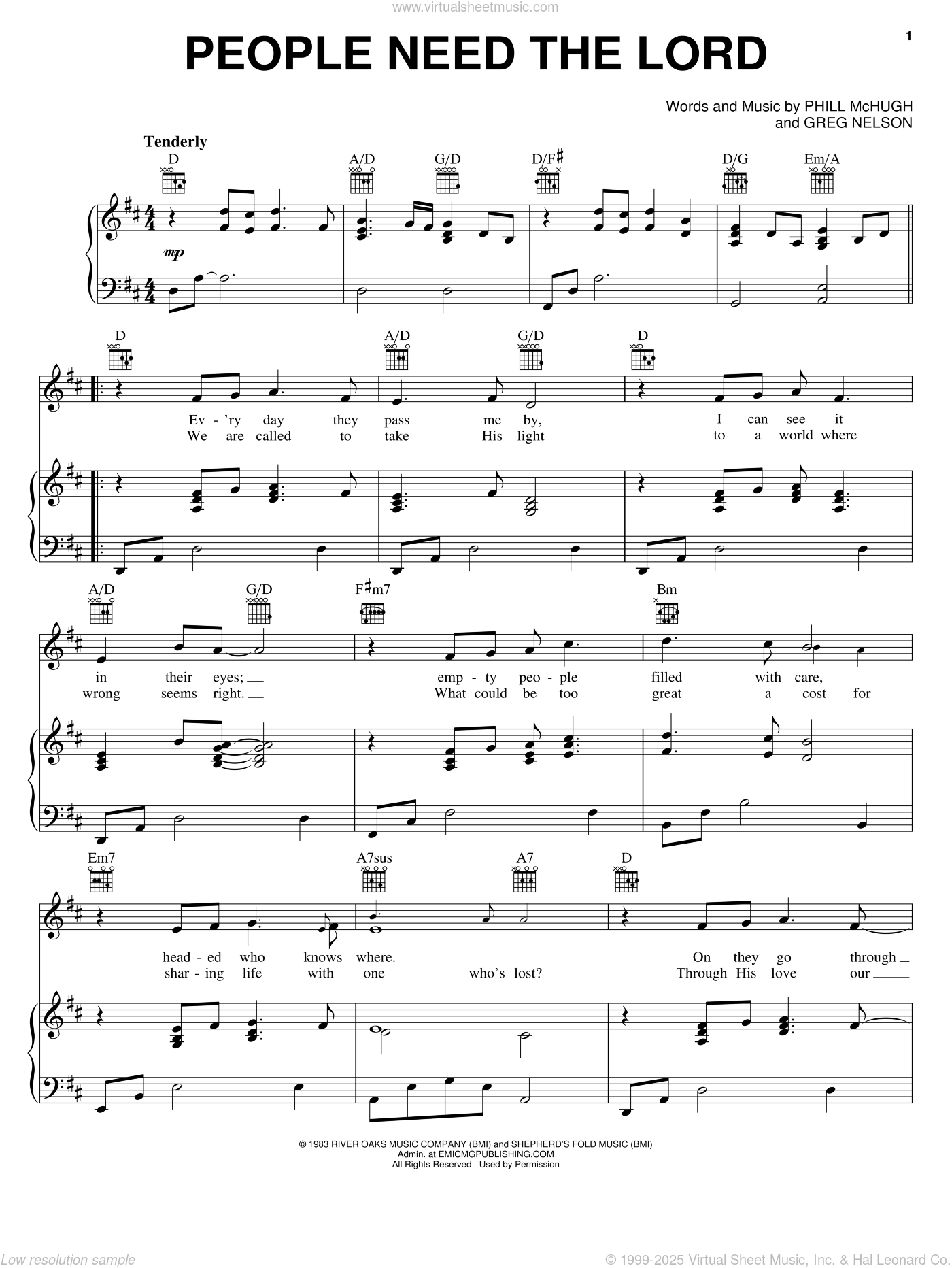 People Need The Lord sheet music for voice, piano or guitar (PDF)