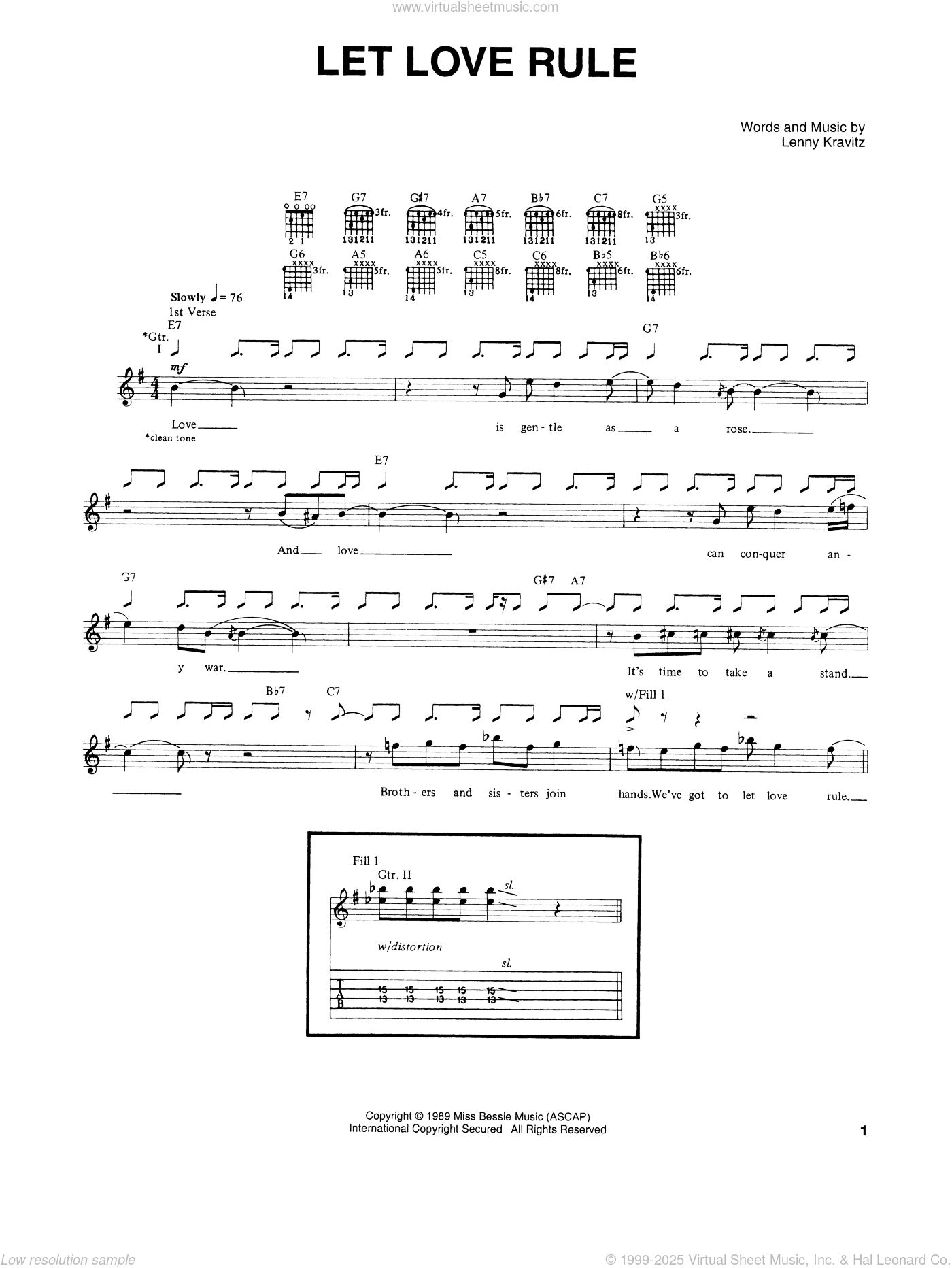 Let Love Rule sheet music for guitar (tablature) (PDF)
