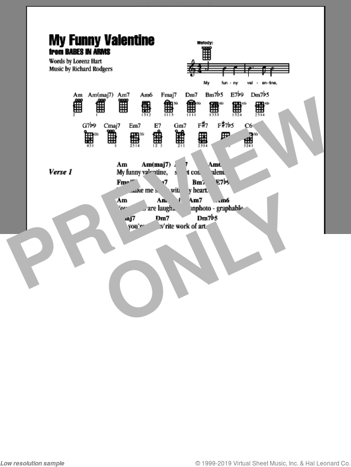 My Funny Valentine sheet music for ukulele (chords) v2