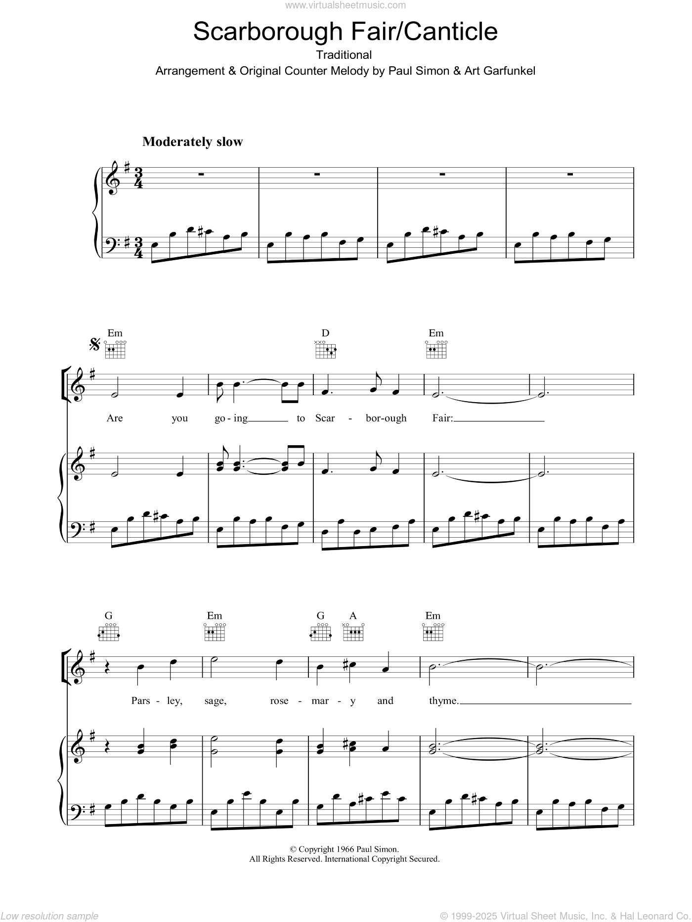 Scarborough Fair Canticle Sheet music for Piano, Tenor, Guitar