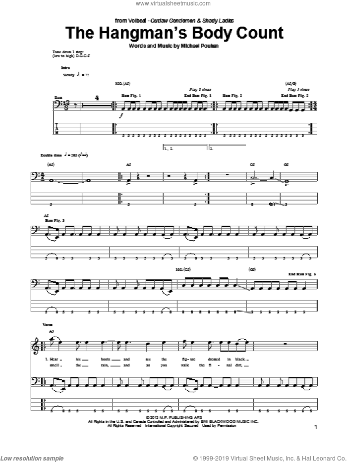 The Hangman S Body Count Sheet Music For Bass Tablature Bass