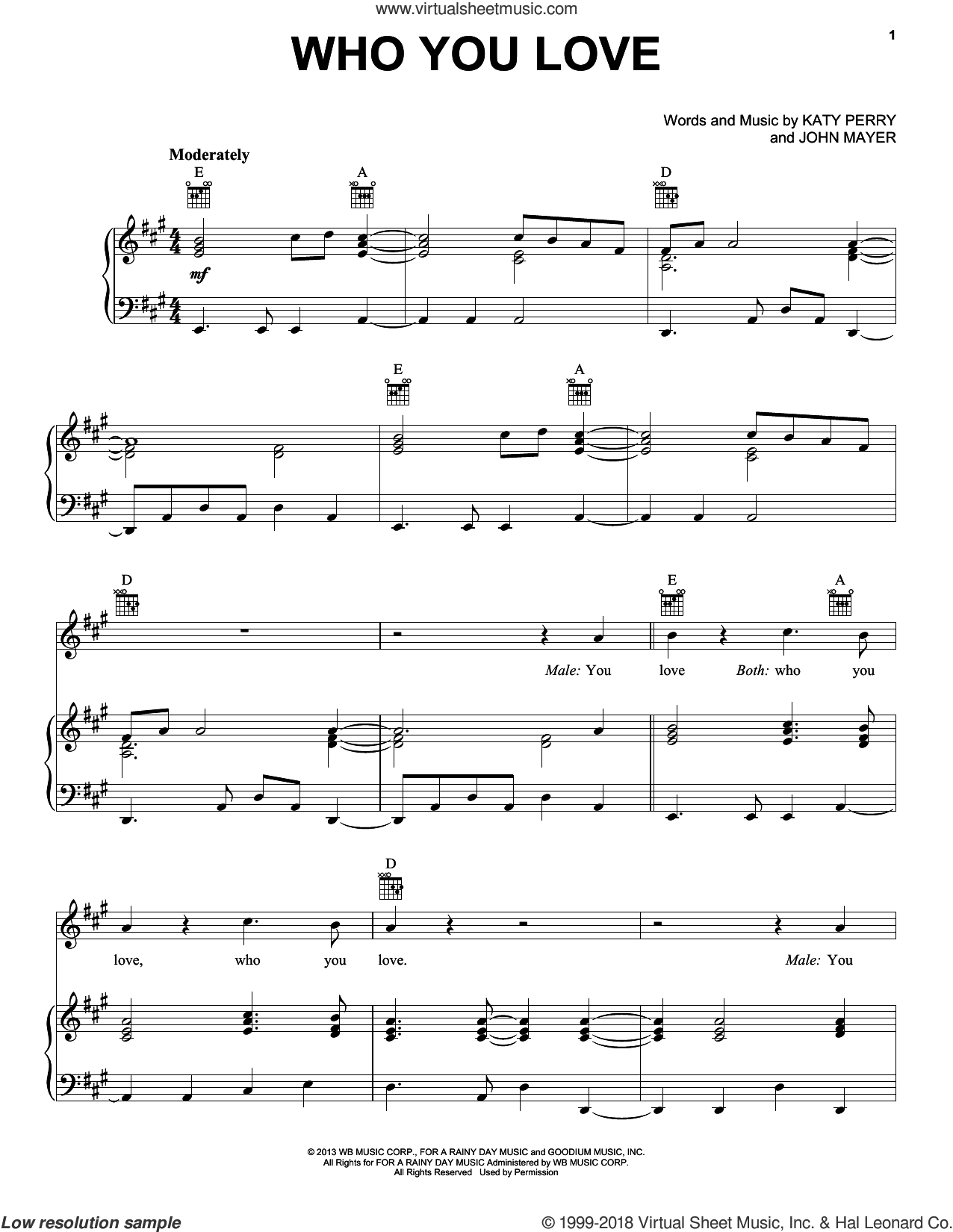 Who You Love sheet music for voice, piano or guitar (PDF)