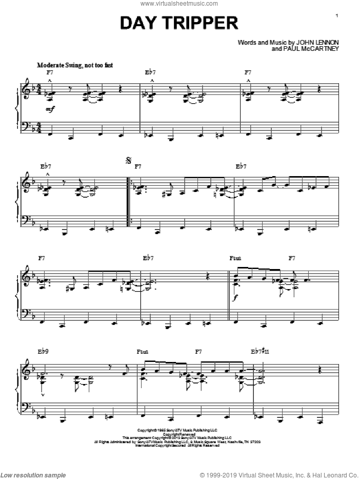 Day Tripper [Jazz version] (arr. Brent Edstrom) sheet music for piano solo