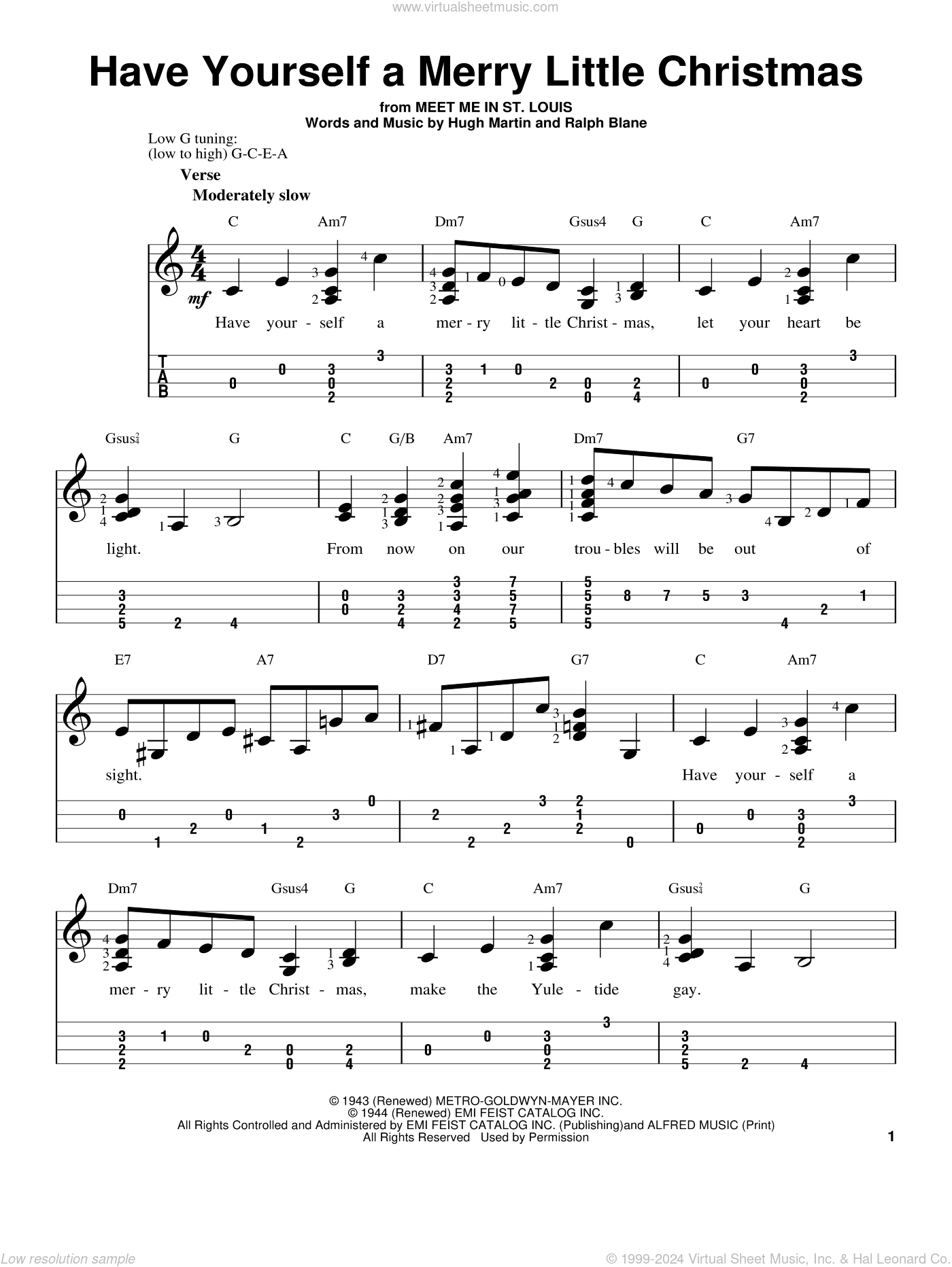 Have Yourself A Merry Little Christmas sheet music for ukulele (easy  tablature) (ukulele easy tab)