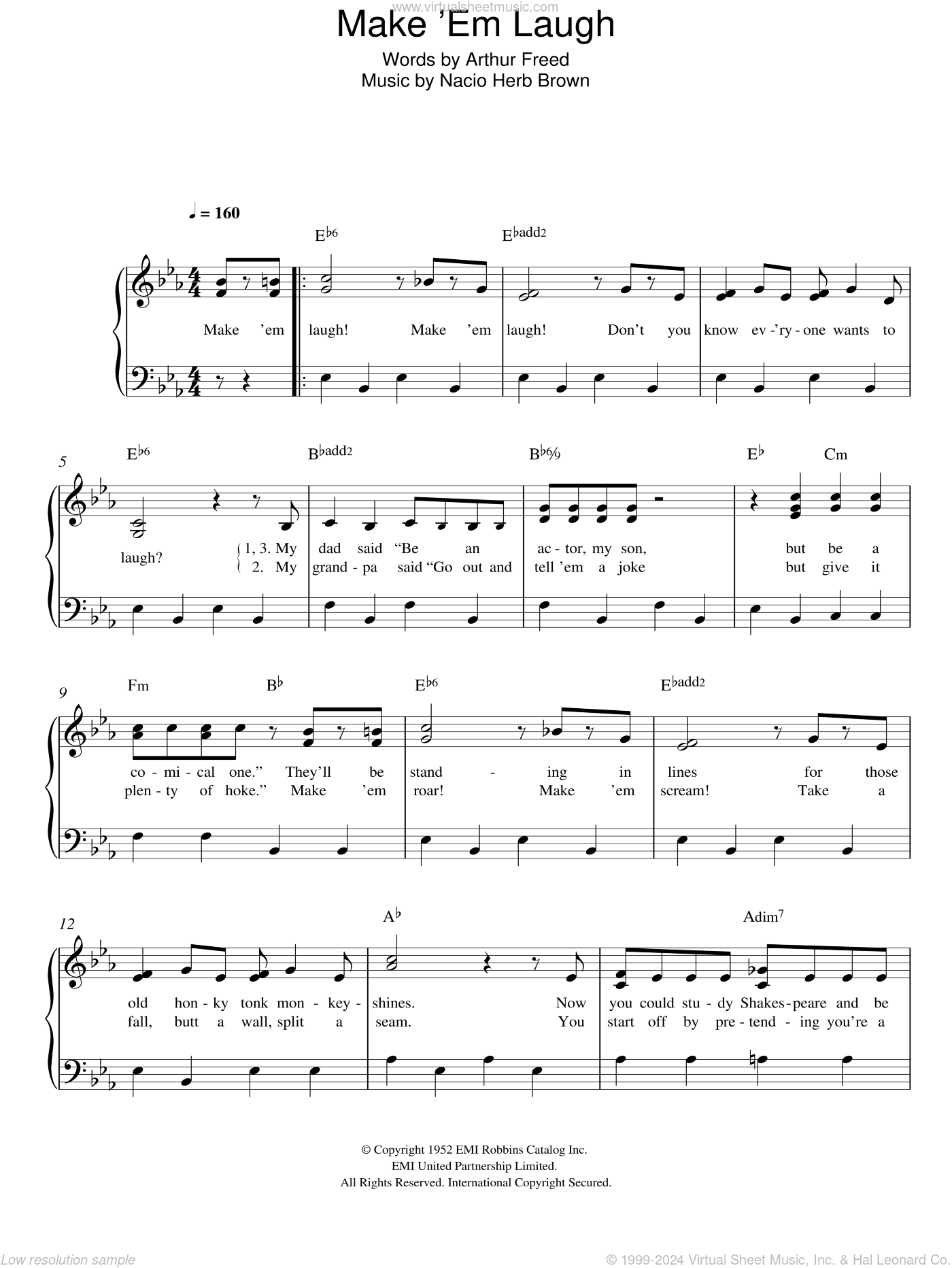 Brown Make Em Laugh From Singin In The Rain Sheet Music For Piano Solo