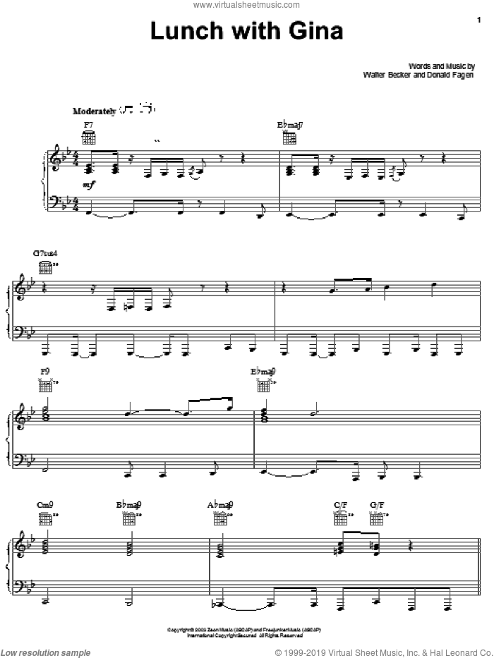 Lunch With Gina sheet music for voice, piano or guitar (PDF)